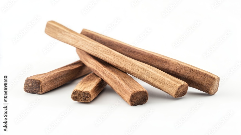Side view of sandalwood sticks on a white background Side view of sandalwood sticks on a white background