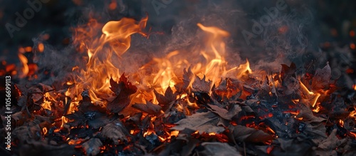 Flames And Smoke From Burning Leaves Leaf Burning Is Bad For The Environment