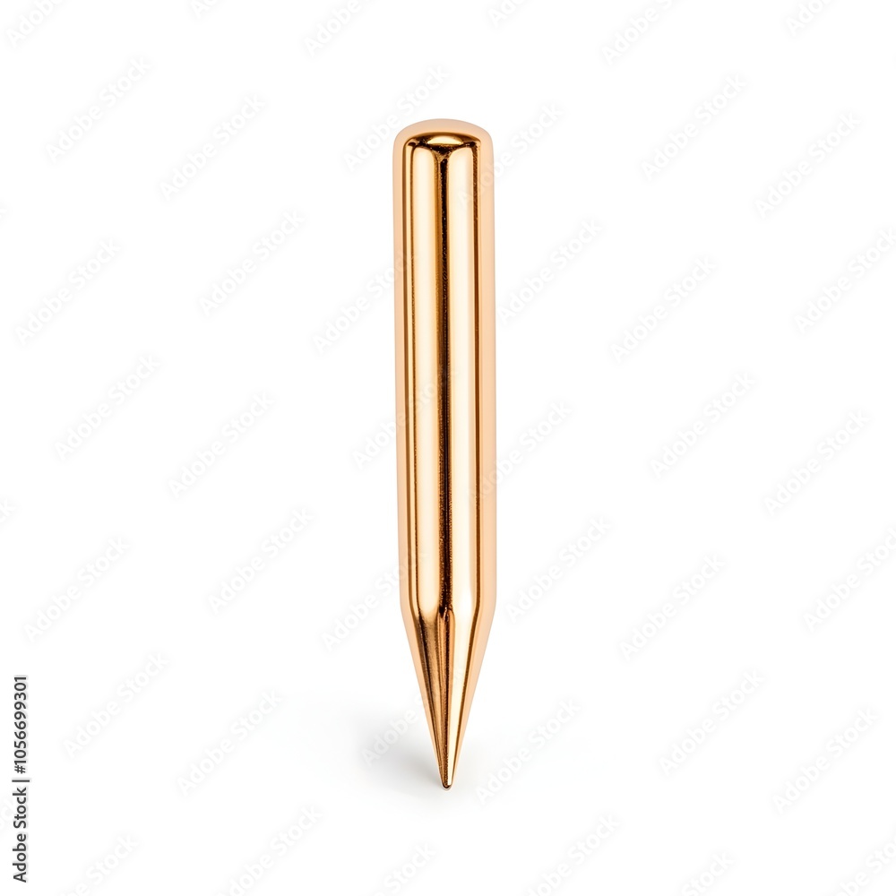 Macro Golden Stationery Push Pin on White Background Macro Golden Stationery Push Pin on White Background