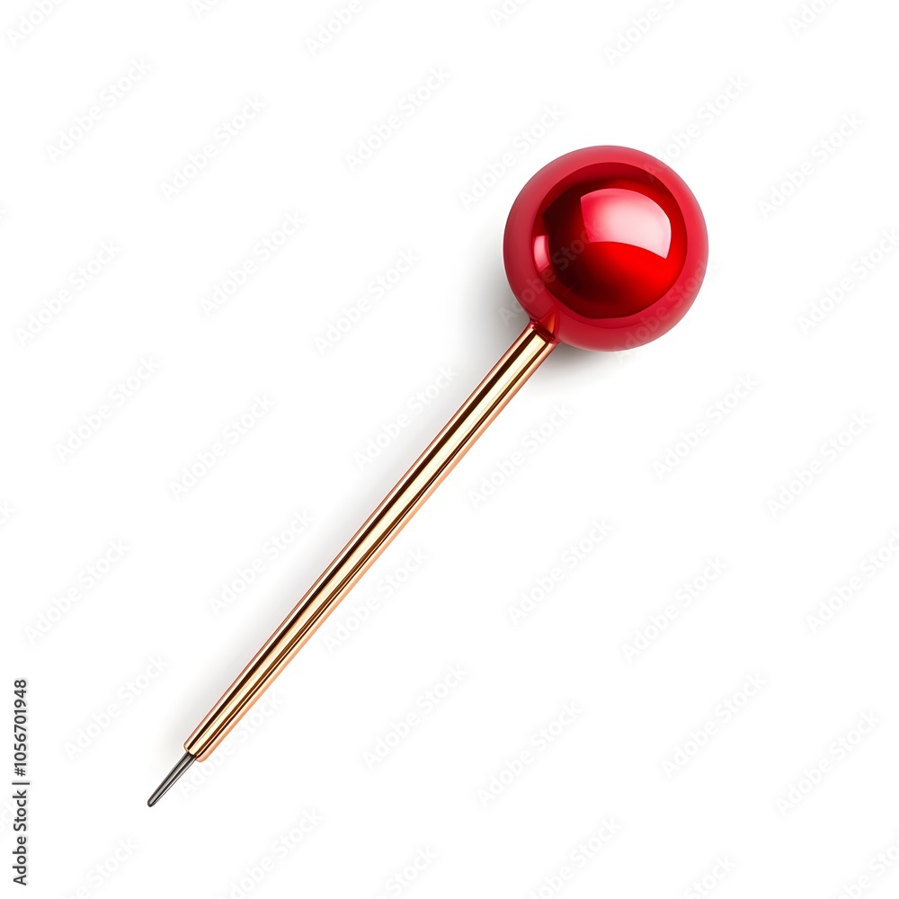 Macro Close up of a Perfect Red Drawing Pin on White Background Macro Close up of a Perfect Red Drawing Pin on White Background