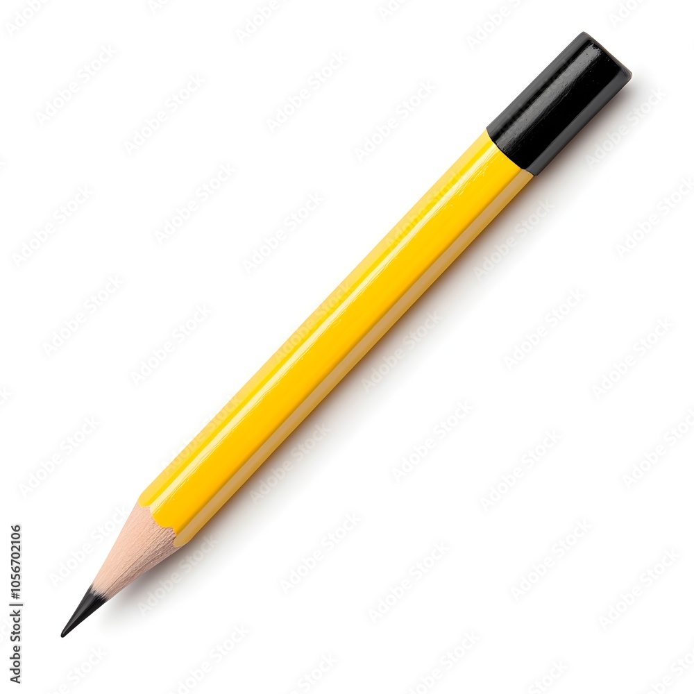 Pristine Yellow Pencil Macro Shot on Clean White Background Pristine Yellow Pencil Macro Shot on Clean White Background