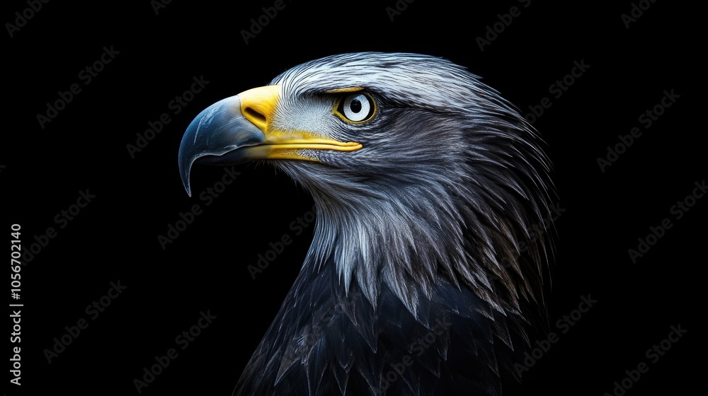 Obraz premium Eagle portrait featuring a black backdrop