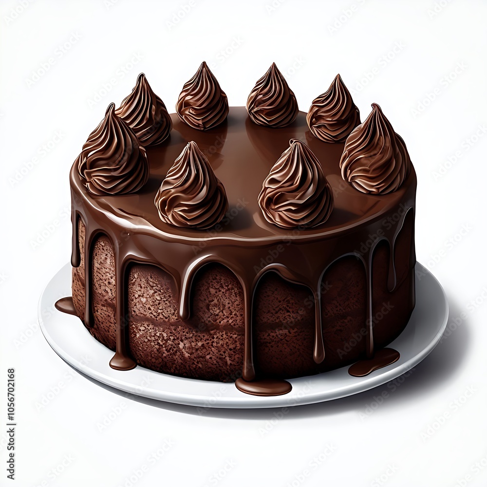 chocolate cake isolated on white generative ai