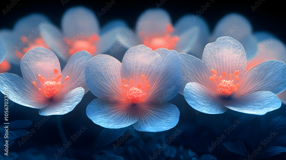 Glowing Blue Flower Abstract 3D Illustration Glowing Blue Flower Abstract 3D Illustration