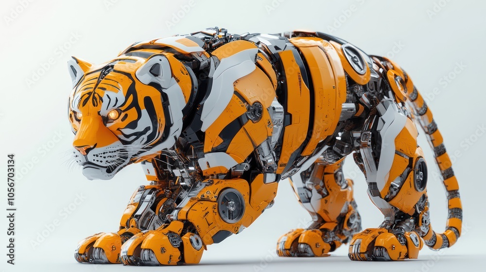 Fashionable robotic tiger, 3d rendering Fashionable robotic tiger, 3d rendering