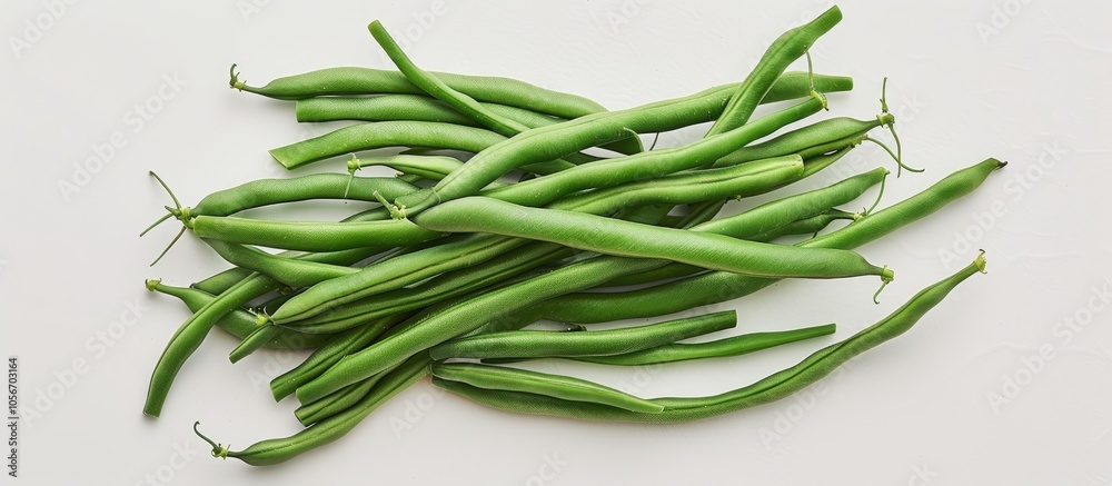 Fototapeta premium Green Beans On A White Background