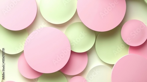 Abstract Pastel Circles Background in Pink and Green