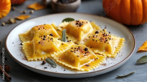 Spicy butternut pumpkin filled ravioli