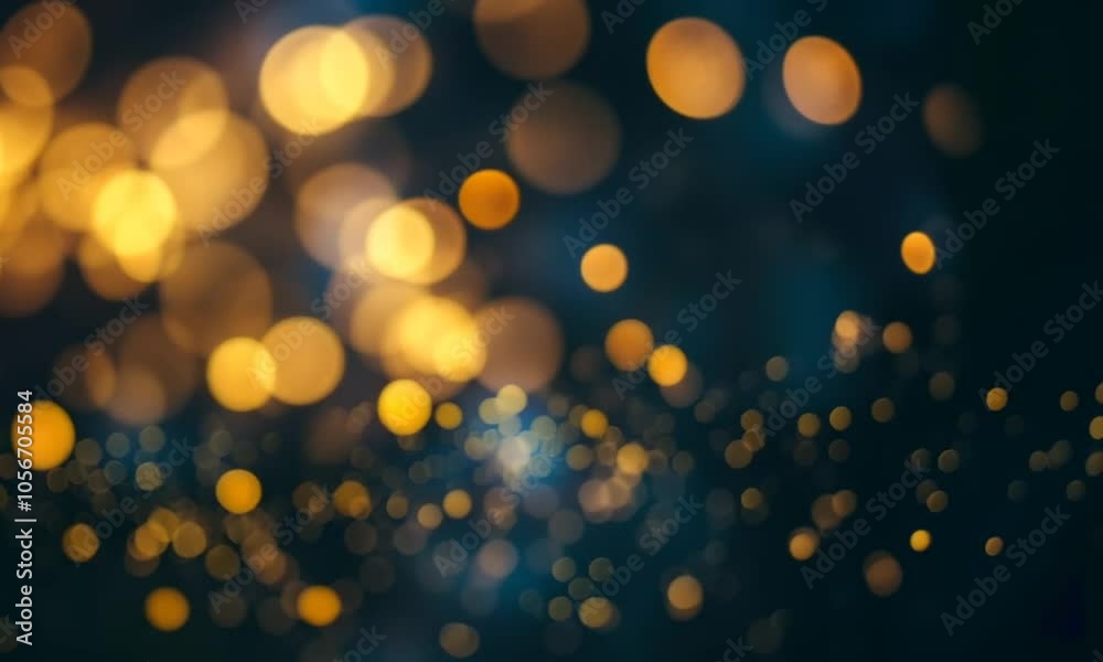 A soft-focus image featuring golden bokeh lights against a dark background, creating a dreamy effect.