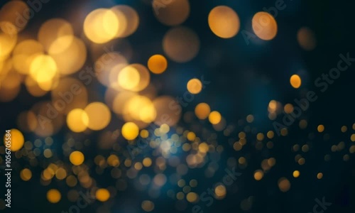 A soft-focus image featuring golden bokeh lights against a dark background, creating a dreamy effect.