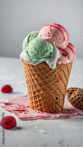 A fruit-flavored ice cream cone photo