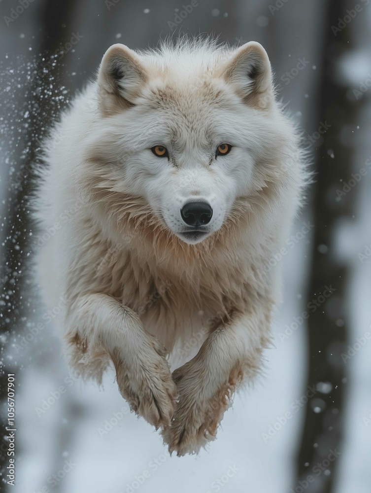 Obraz premium White wolf jumping profil