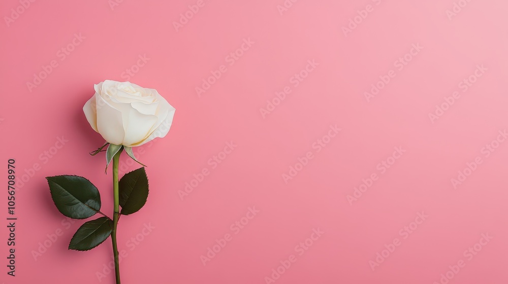 A beautiful white rose against a soft pink background, symbolizing purity and elegance, perfect for various themes. A beautiful white rose against a soft pink background, symbolizing purity and elegance, perfect for various themes.