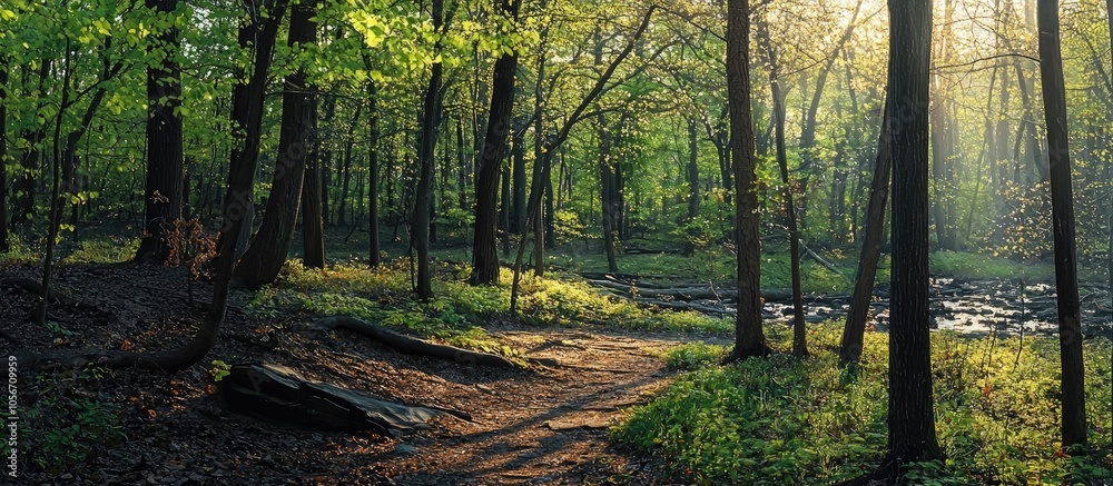 Obraz premium Early Spring Forest Park Landscape