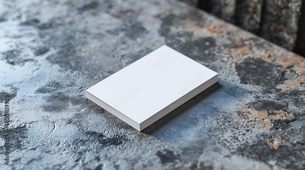 Minimalist Blank White Notebook Resting on Rustic Concrete Surface Top View : Generative AI Minimalist Blank White Notebook Resting on Rustic Concrete Surface Top View : Generative AI