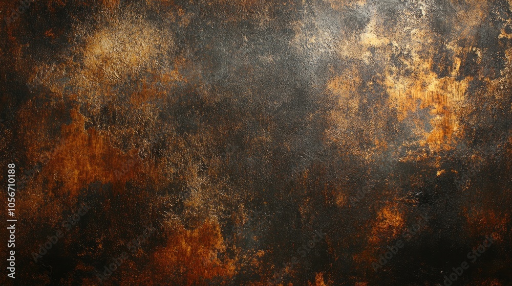 Old grunge copper and bronze texture with a rusty appearance set against a dark background featuring a brushed metal effect