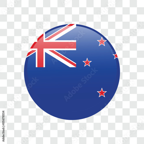 Flag of New Zealand country flag round. Vector illustration