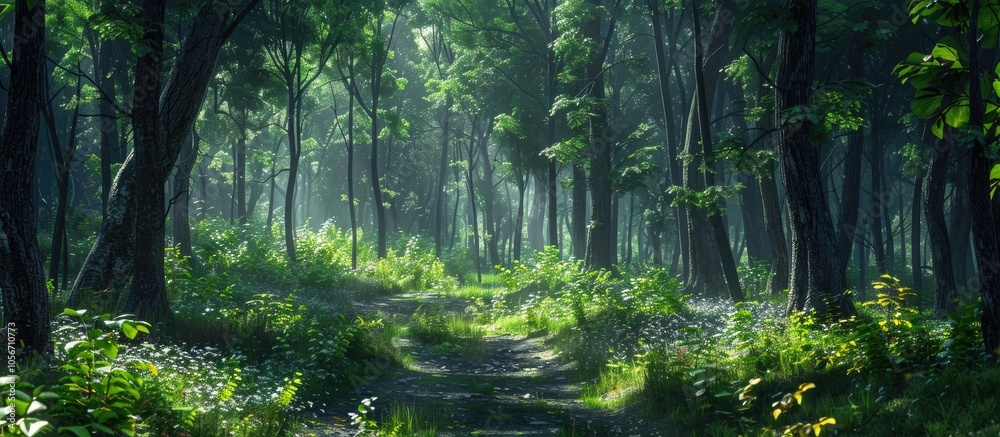 Obraz premium Serene Forest Stroll In Great Wether