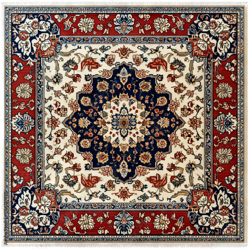 Elegant Persian Style Area Rug on Transparent Background