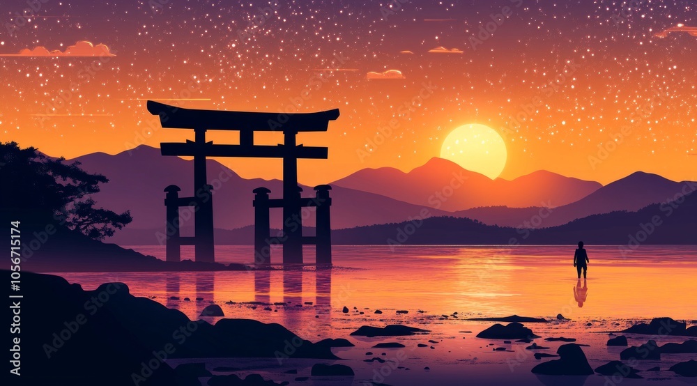 Serene Sunset at the Torii Gate Serene Sunset at the Torii Gate