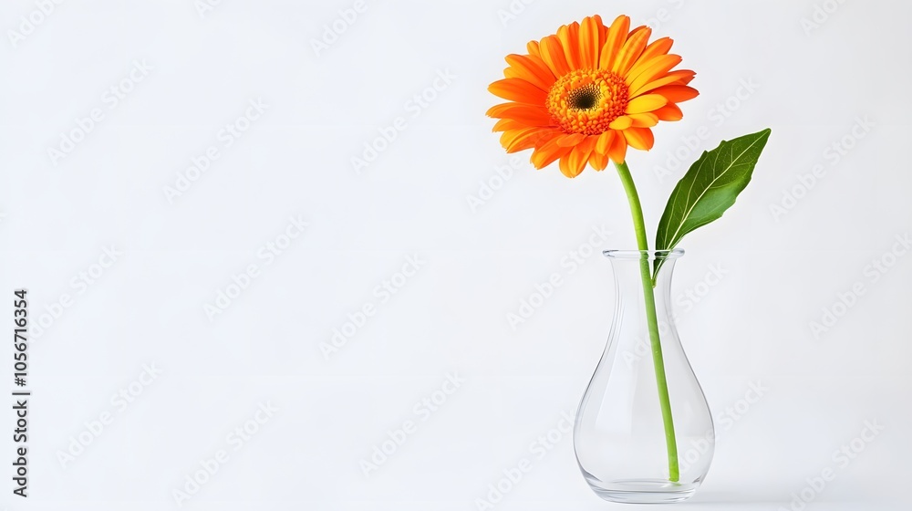 Vibrant orange flower in elegant vase Vibrant orange flower in elegant vase