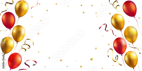 Gold balloons and glitter background