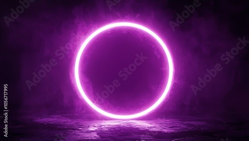 Neon Pink Circle in Dark Purple Background