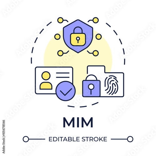MIM multi color concept icon. Mobile identity management. Access control, privacy. Round shape line illustration. Abstract idea. Graphic design. Easy to use in infographic, presentation