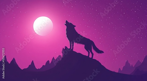 Wolf Howls at the Moonlit Night