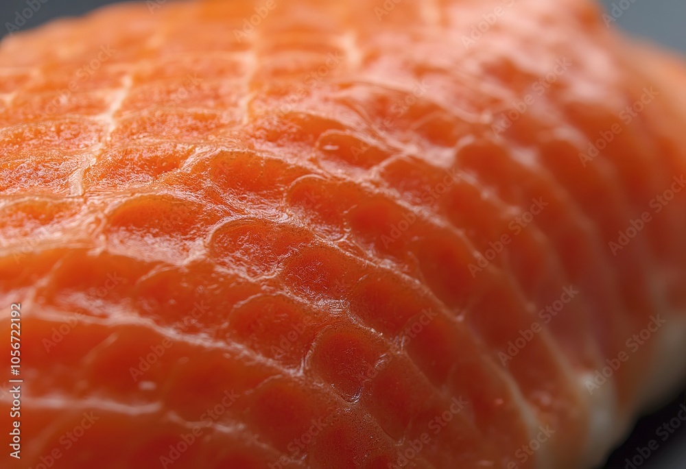 Close-up of the scales of a fish, likely a salmon or trout, with a reddish-orange color and a textured, overlapping pattern Close-up of the scales of a fish, likely a salmon or trout, with a reddish-orange color and a textured, overlapping pattern