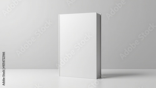 A glossy book cover mockup with a minimalist design, showcasing a hardcover book lying at a slight angle, emphasizing its sleek and professional appearance.