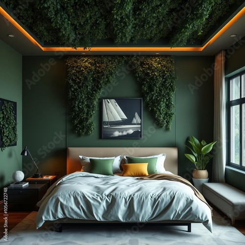 Master bedroom with greenwalls master bedroom  photo