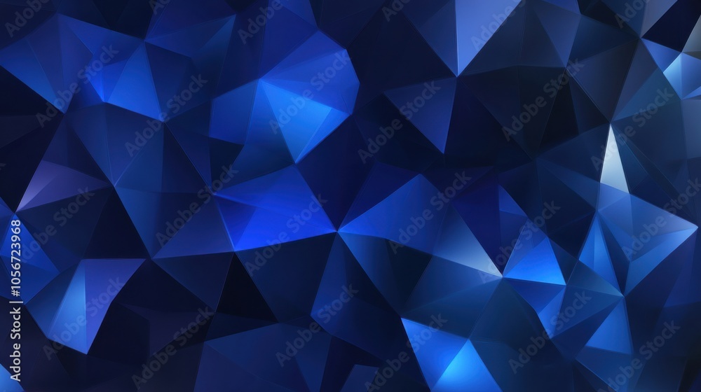 Blue Polygonal Triangle Shapes with Light Glows