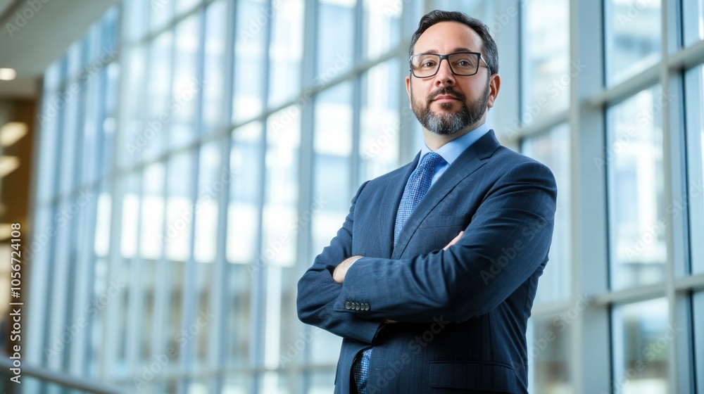 Professional Executive Posing in a Modern Office Space Professional Executive Posing in a Modern Office Space