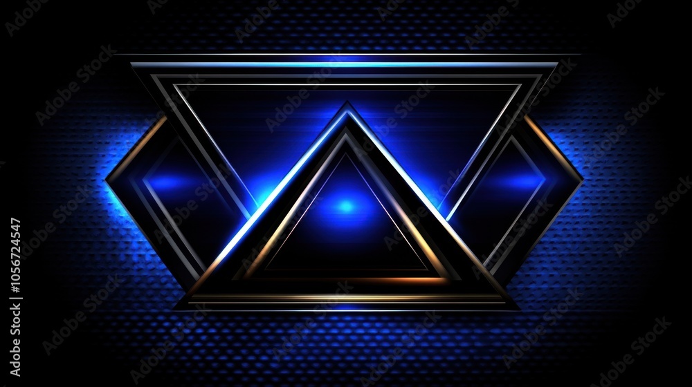 Obraz premium Abstract Blue Triangles with Layered Polygon Shapes
