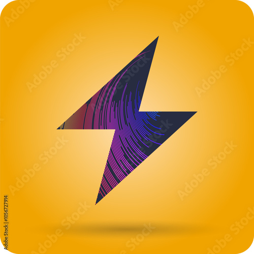The energy designation icon. The picture represents electricity, voltage. Vector illustration in a simple style. Icon of lightning, thunder.