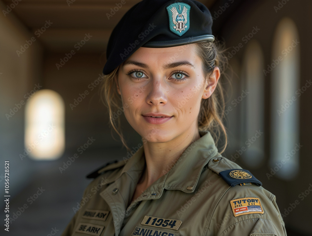 A beautiful woman in a military uniform. Women in the army A beautiful woman in a military uniform. Women in the army