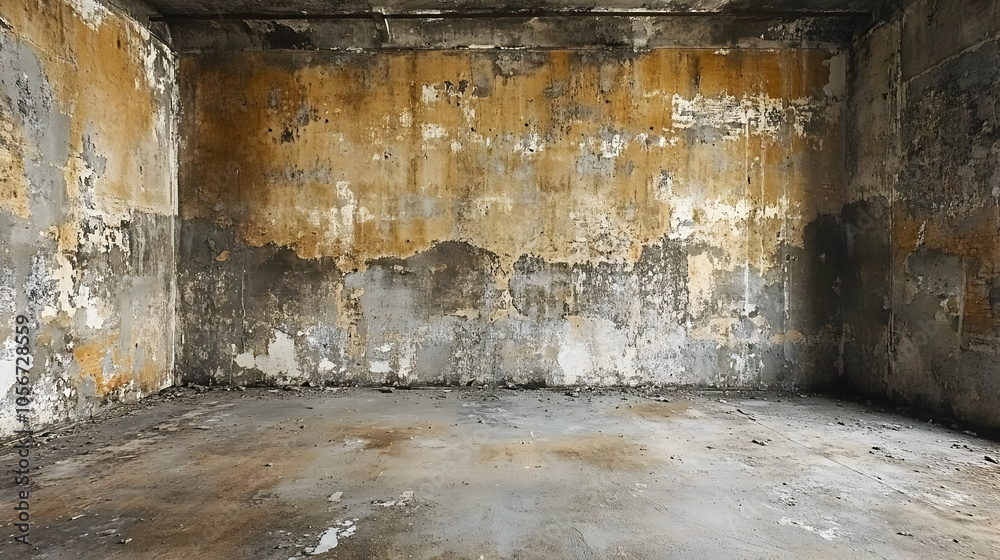 Abandoned Room With Cracked Walls and Dirty Floor - Realistic Image