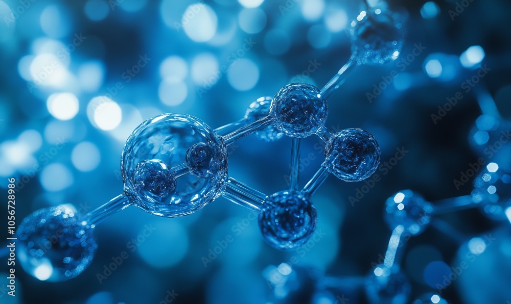 Abstract representation of a molecular structure in vibrant blue tones, symbolizing science and technology advancements Abstract representation of a molecular structure in vibrant blue tones, symbolizing science and technology advancements
