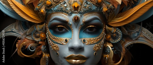 Vibrant Carnival Costume with Stunning Mask and Details