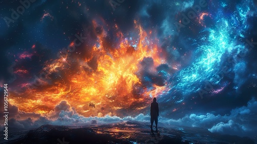 Cosmic Fire and Water: A Surreal Journey Through the Stars