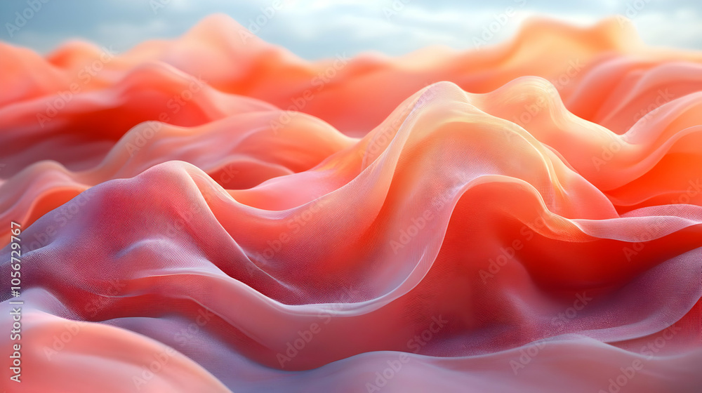 Fototapeta premium Abstract 3D Wavy Background - Red and Orange Hues
