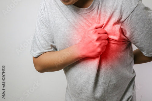 An Asian man has chest tightness due to a heart attack. Coronary artery disease