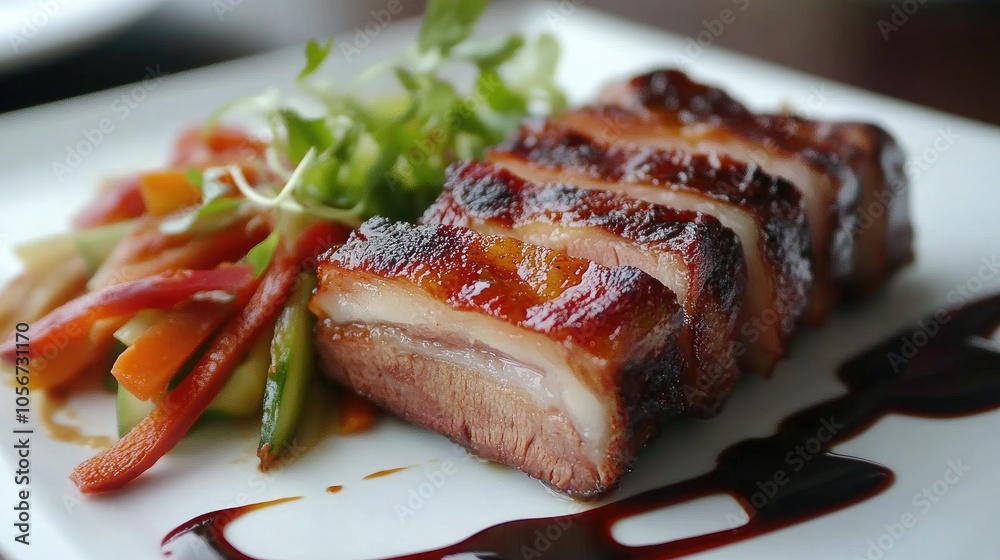 Delicious Grilled Meat with Colorful Side Salad Delicious Grilled Meat with Colorful Side Salad