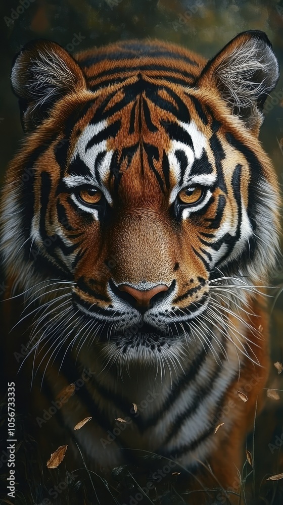 Obraz premium Majestic Tiger Face with Piercing Eyes in Close up Portrait
