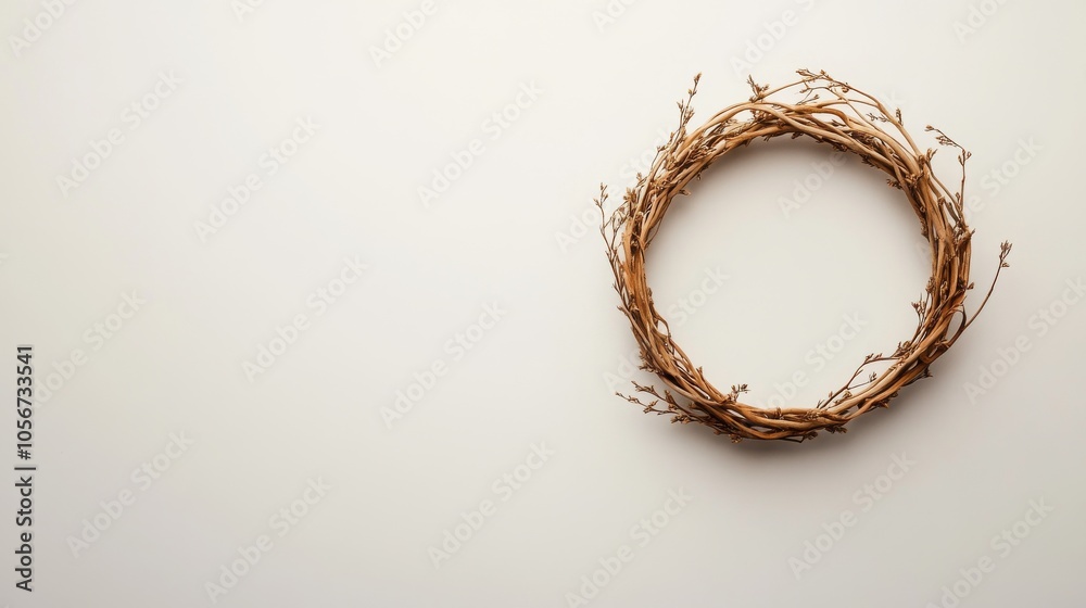 Copy space surrounding a remembrance wreath in a minimalist design. Copy space surrounding a remembrance wreath in a minimalist design.