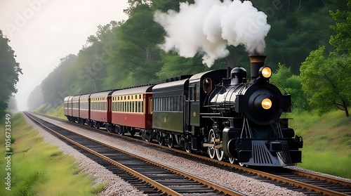 Vintage steam locomotive traveling through lush forest landscape (23)