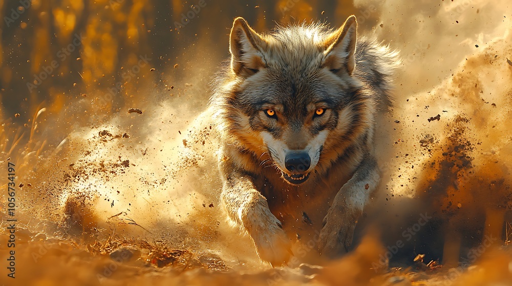 Vibrant wallpapers showcasing African wolf attacking prey in the wild Vibrant wallpapers showcasing African wolf attacking prey in the wild