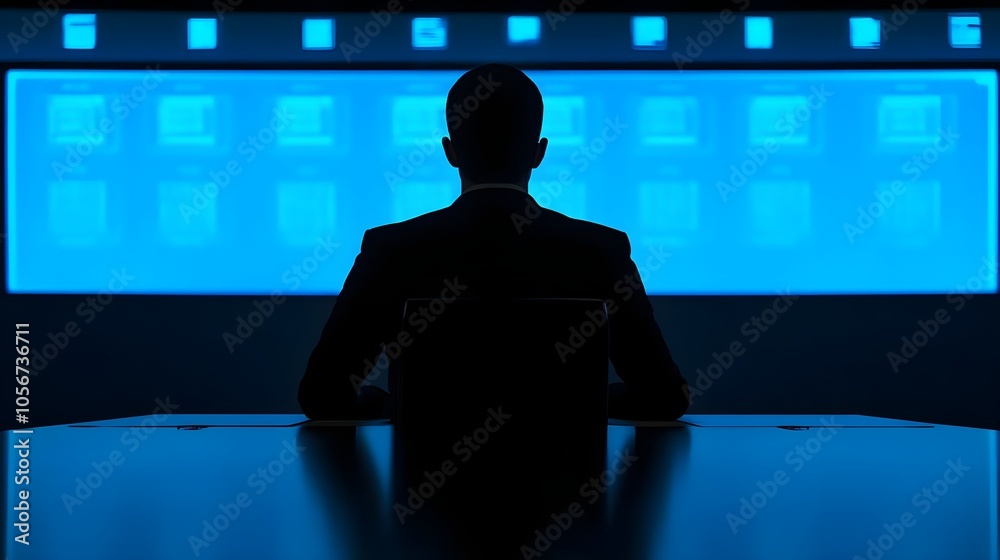 Man Silhouette Watching Screen Man Silhouette Watching Screen