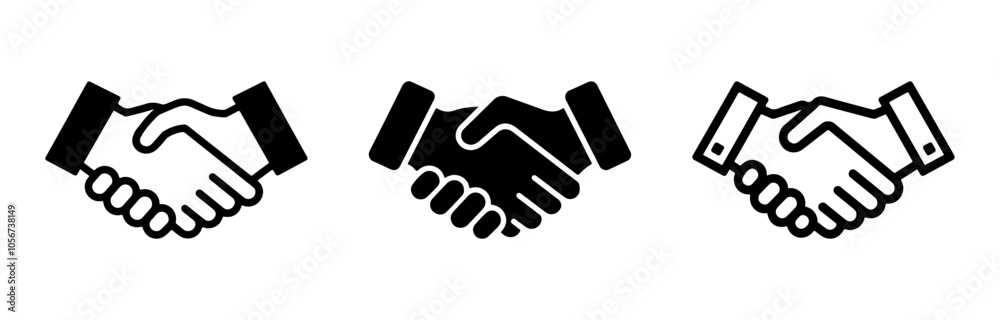 handshake icon vector art design set on white background handshake icon vector art design set on white background